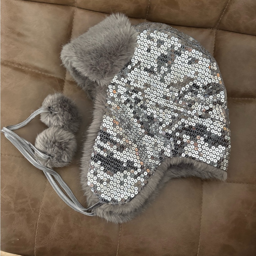 Candie's Silver and Gray Sequin Kids Hat